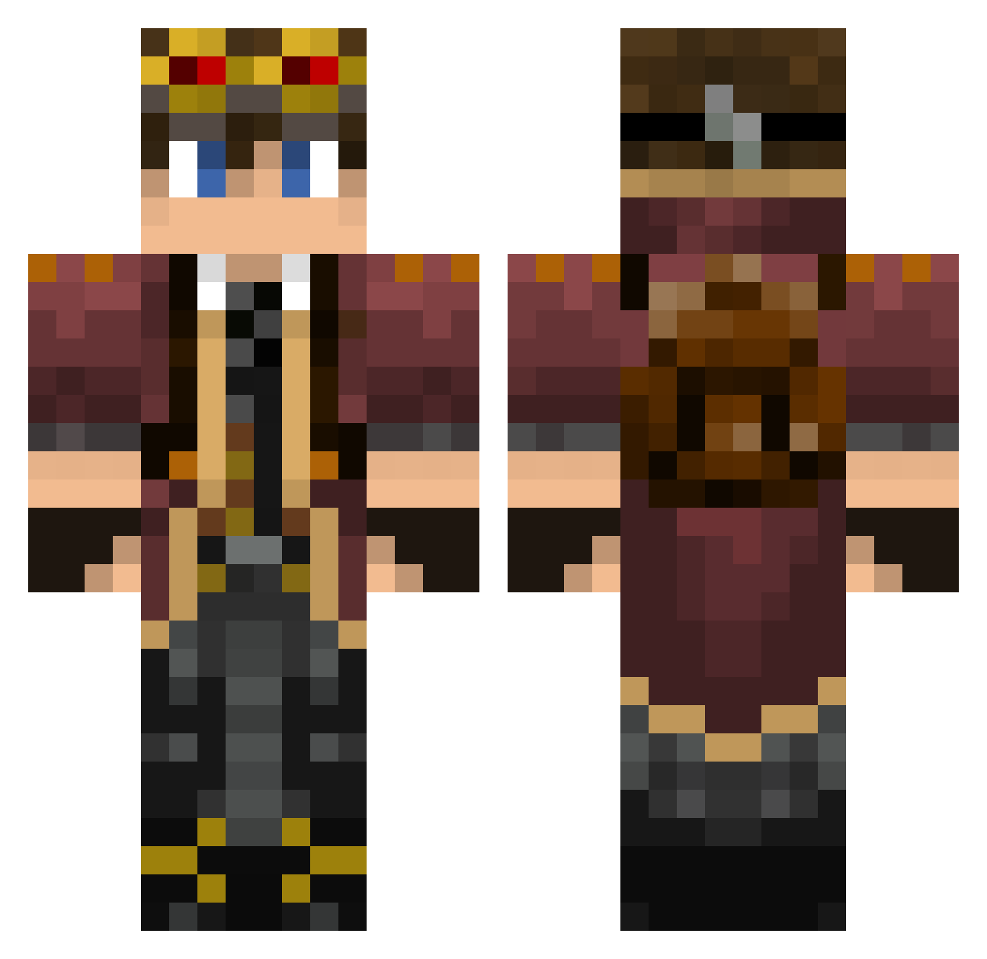 Ironzin Minecraft skin, front and back view