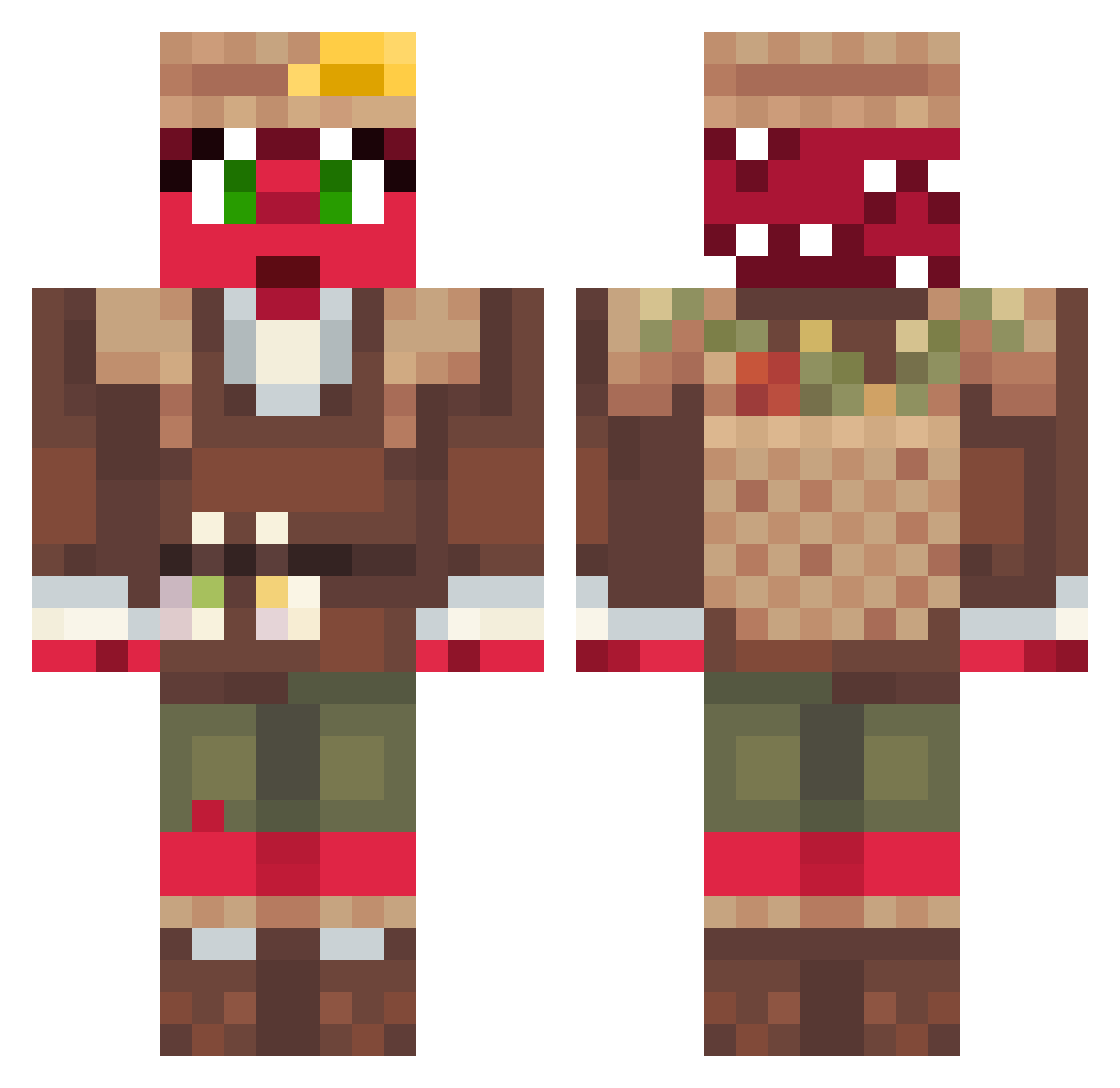SpieTF2 Minecraft skin, front and back view