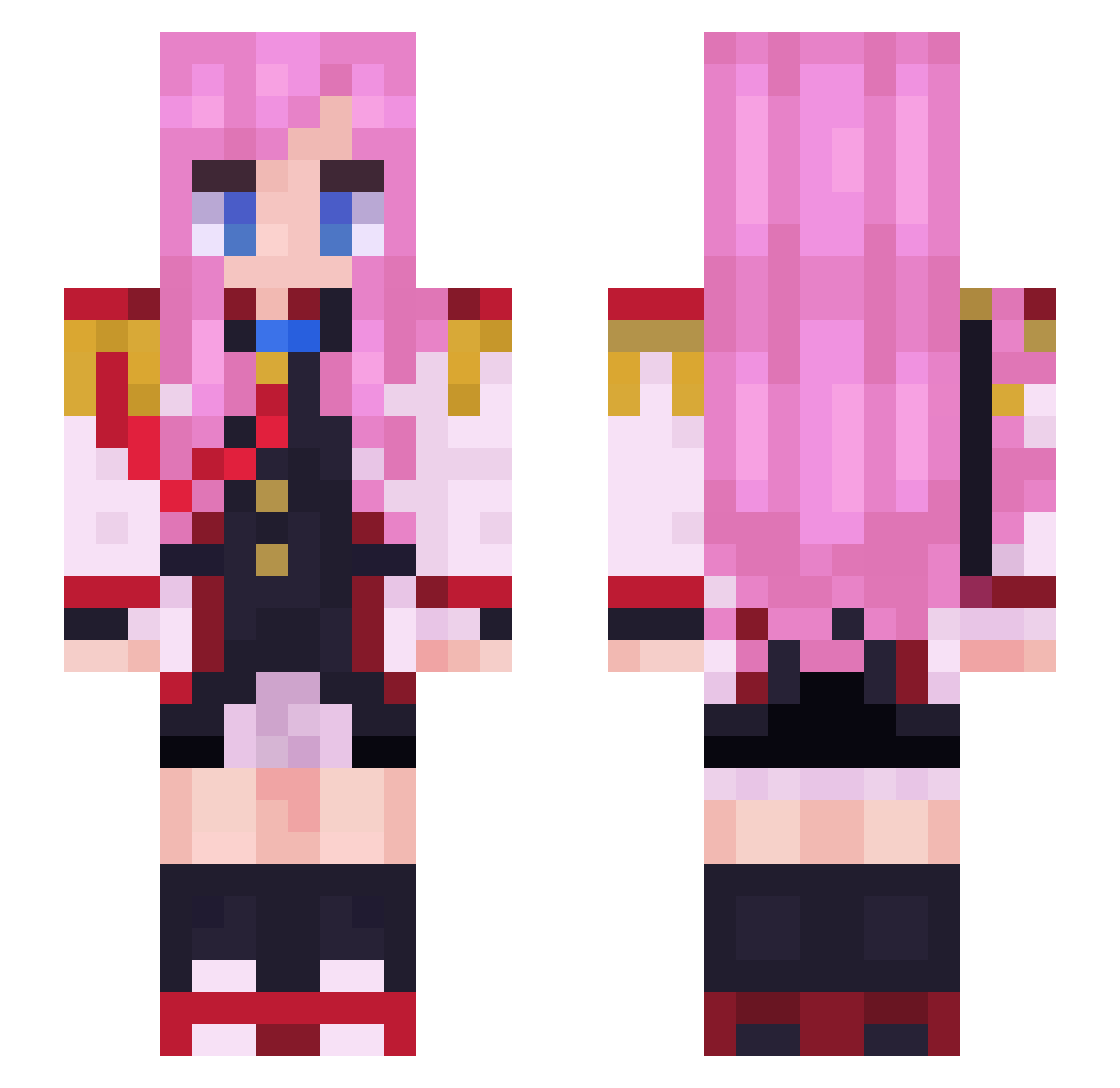 Zaelinys Minecraft skin, front and back view
