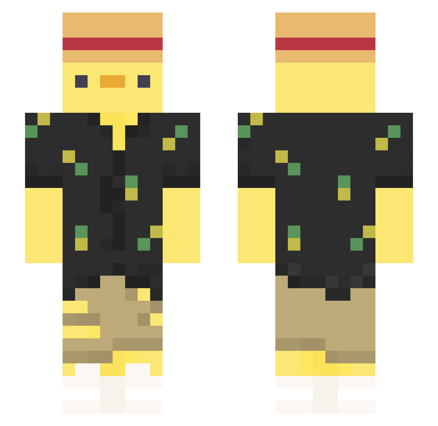 Tlopie Minecraft skin, front and back view