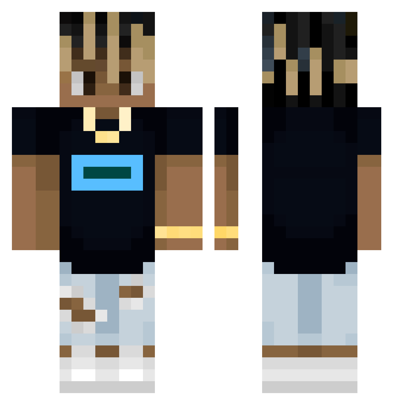 Pr3dat0r4 Minecraft skin, front and back view