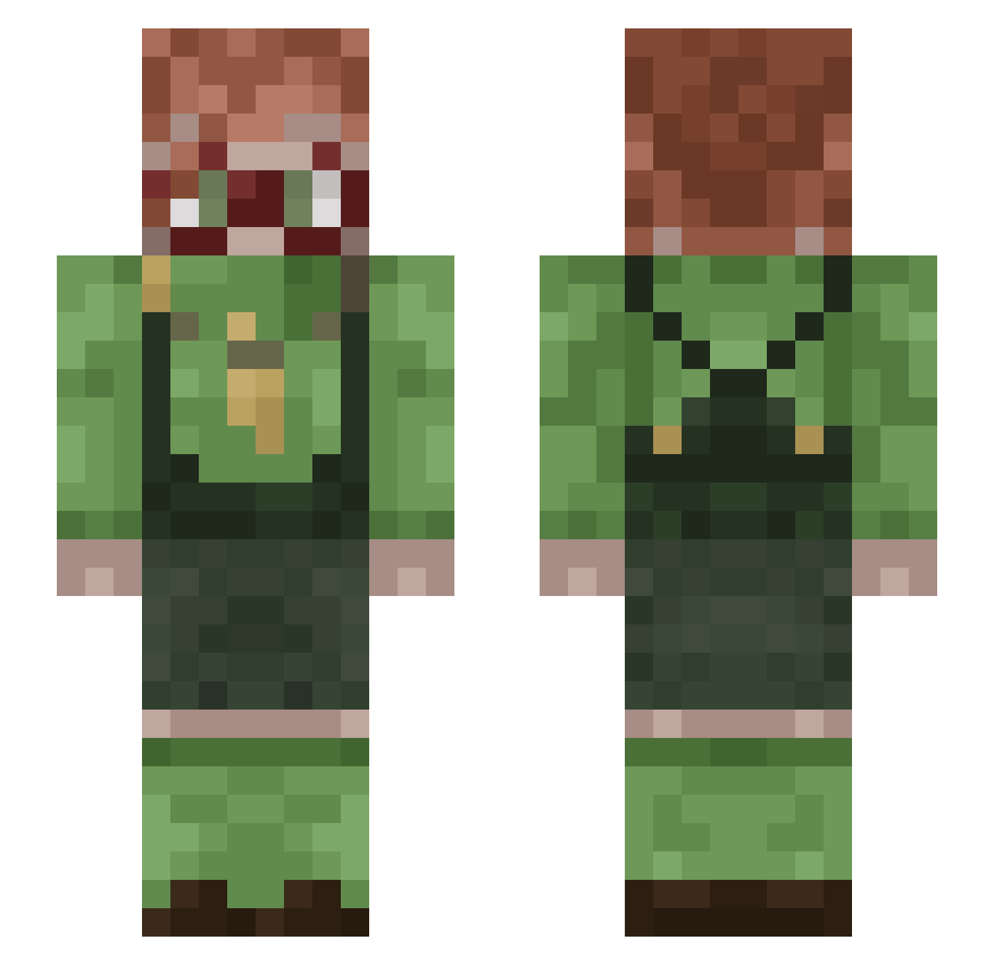 GreenTeaSnail Minecraft skin, front and back view