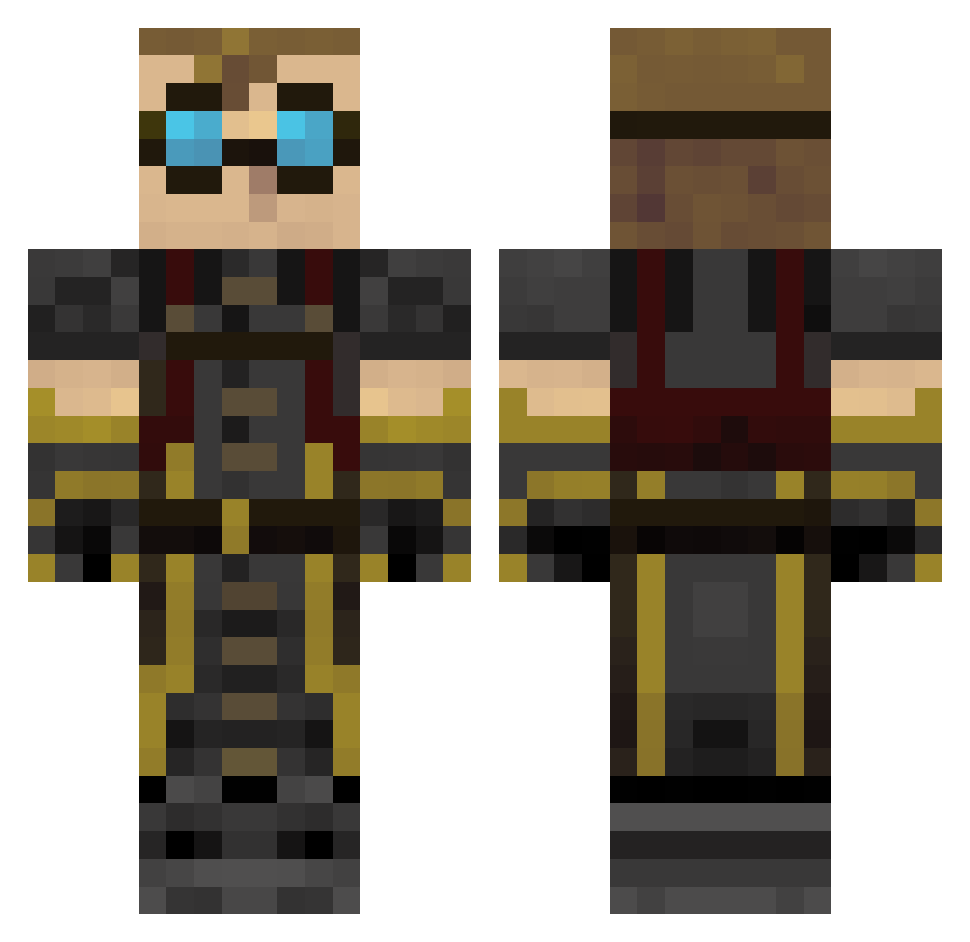 BAC0NBITS Minecraft skin, front and back view