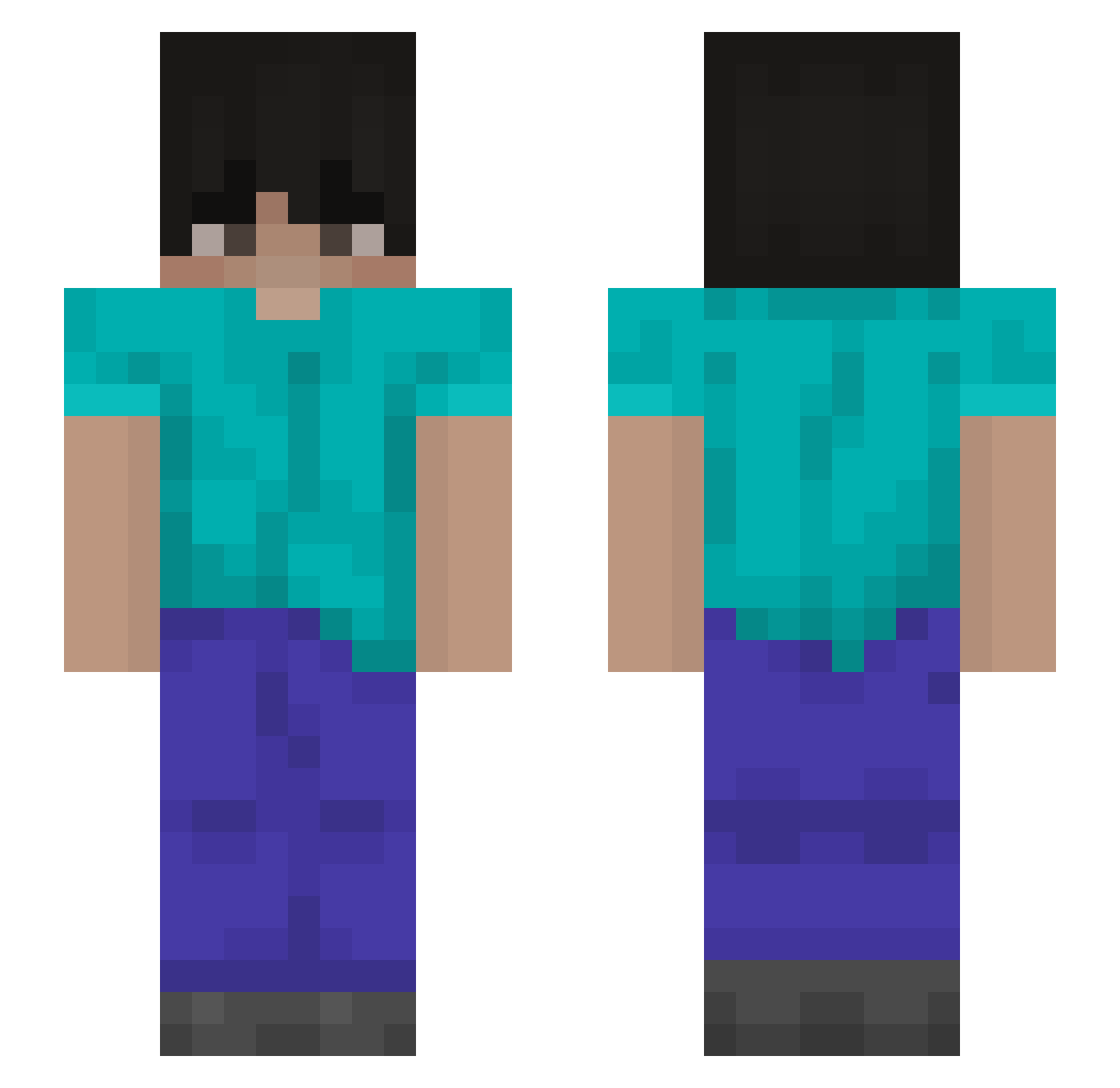 Dixgosp Minecraft skin, front and back view