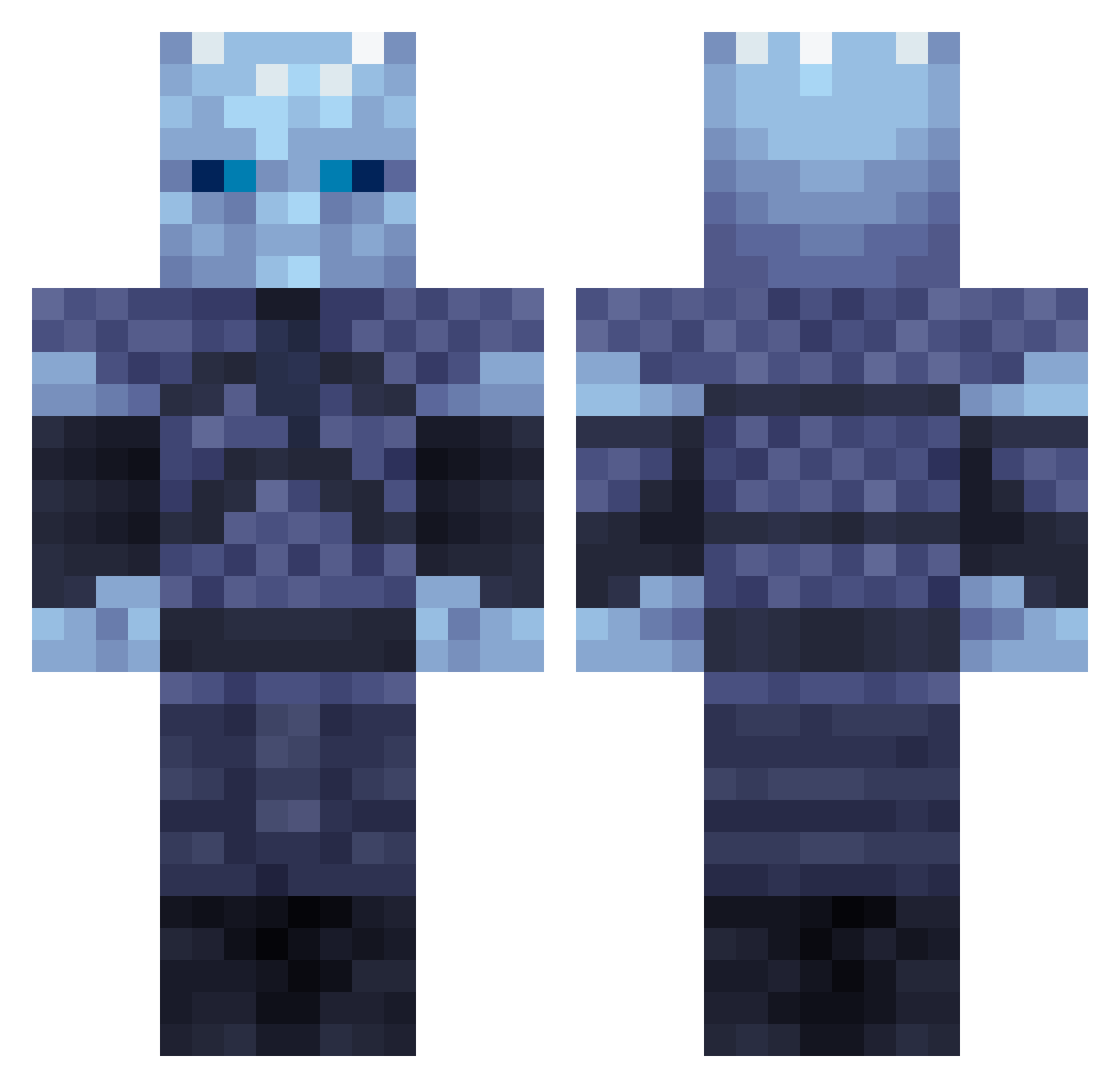 Precluded Minecraft skin, front and back view