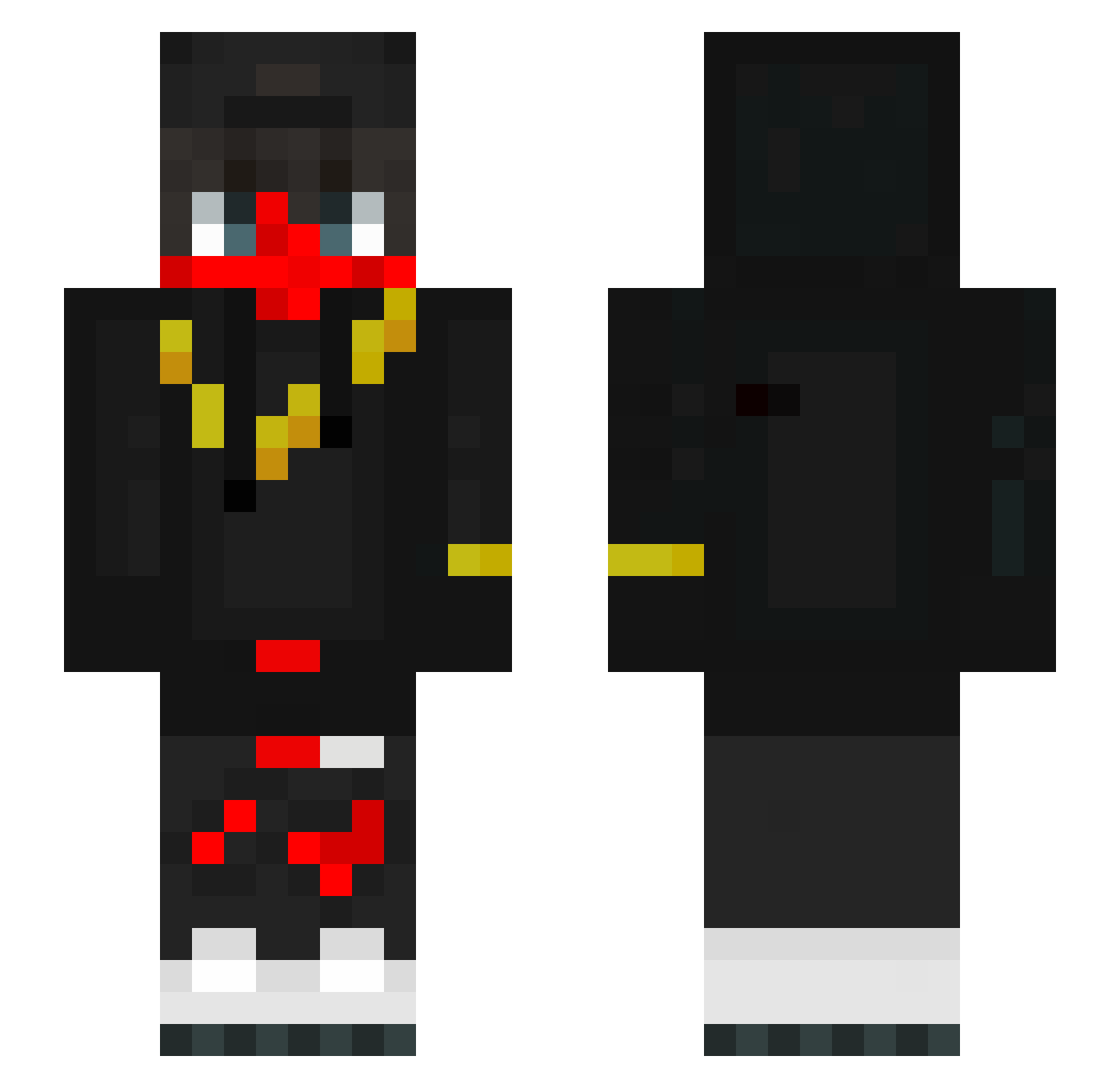 Pol3k Minecraft skin, front and back view