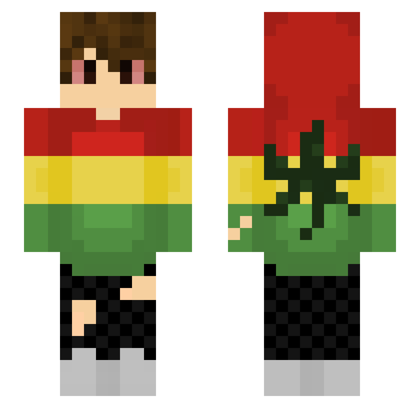 ImVibinFR Minecraft skin, front and back view