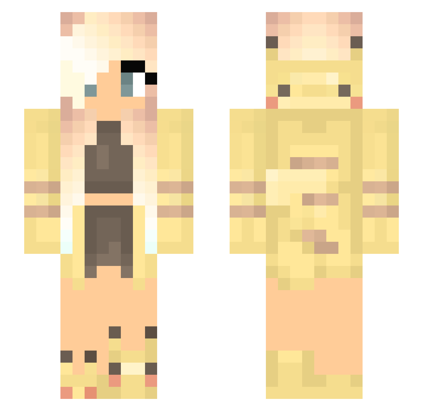 Zululuk Minecraft skin, front and back view