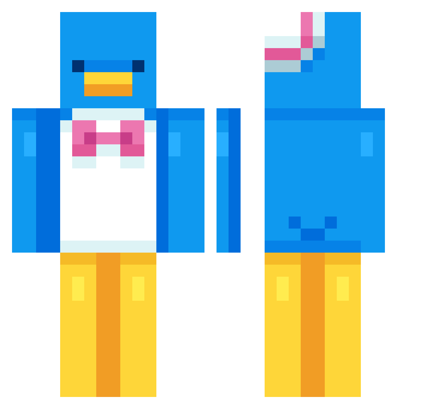 Sweeteva_ Minecraft skin, front and back view