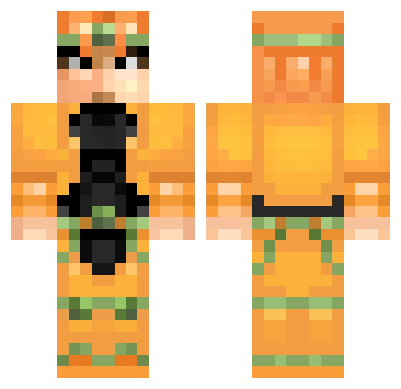 XxmeowthegodxX Minecraft skin, front and back view