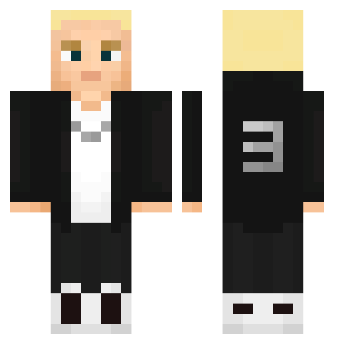 Mortarroyale Minecraft skin, front and back view