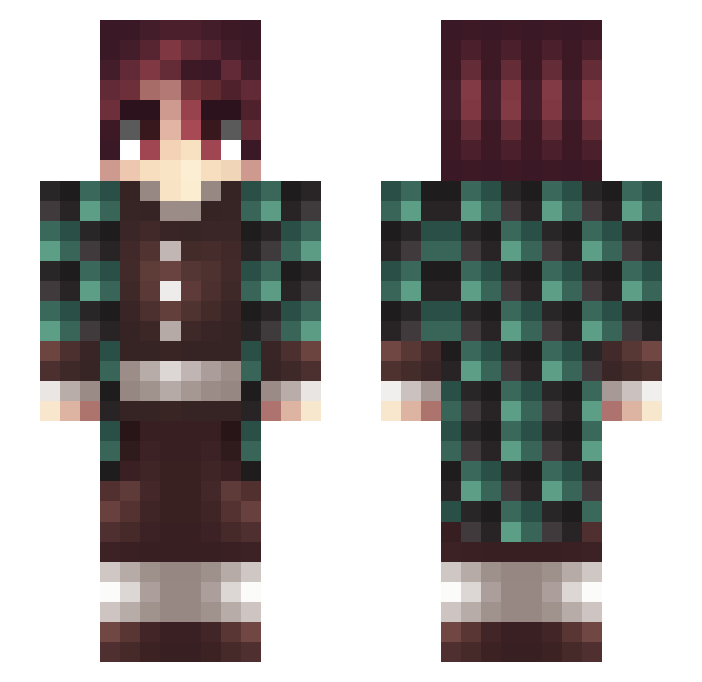 IksdeMC Minecraft skin, front and back view