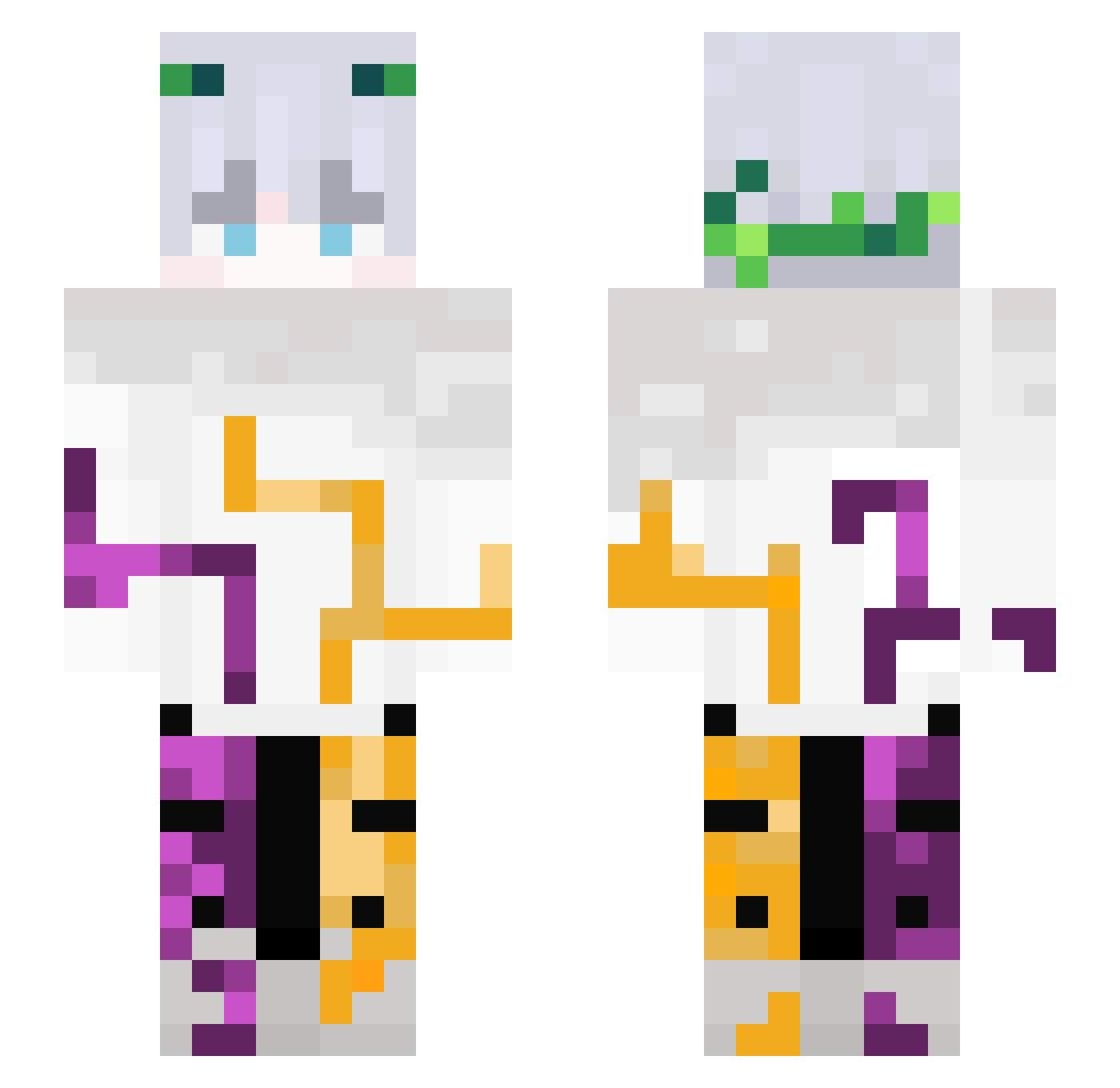Rudolfstar Minecraft skin, front and back view