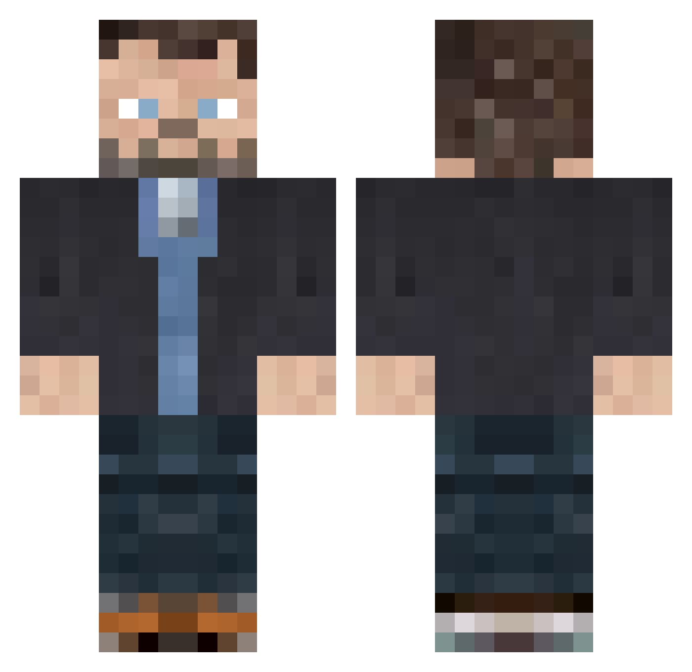 purplestplaces Minecraft skin, front and back view