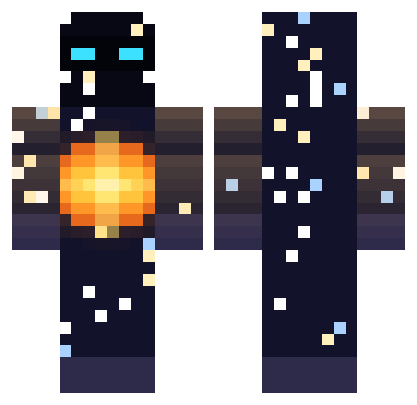 Quasarator Minecraft skin, front and back view