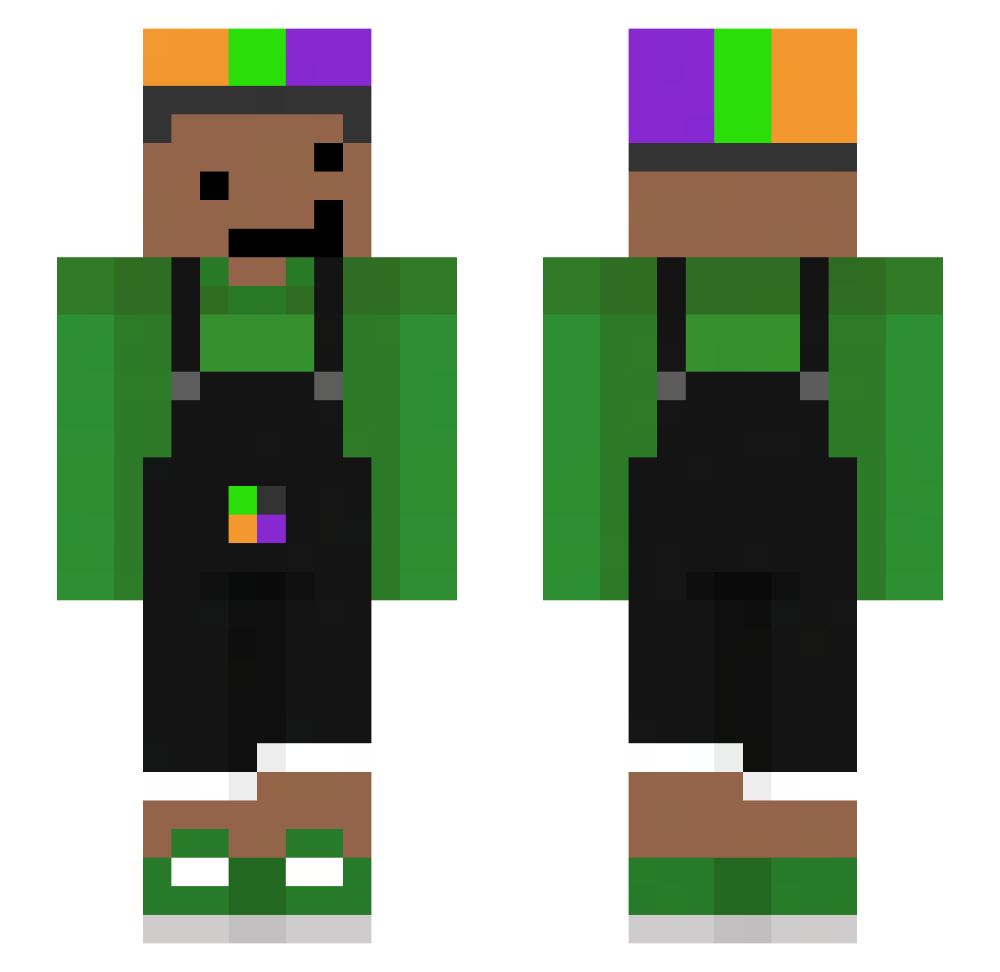 Serpened Minecraft skin, front and back view