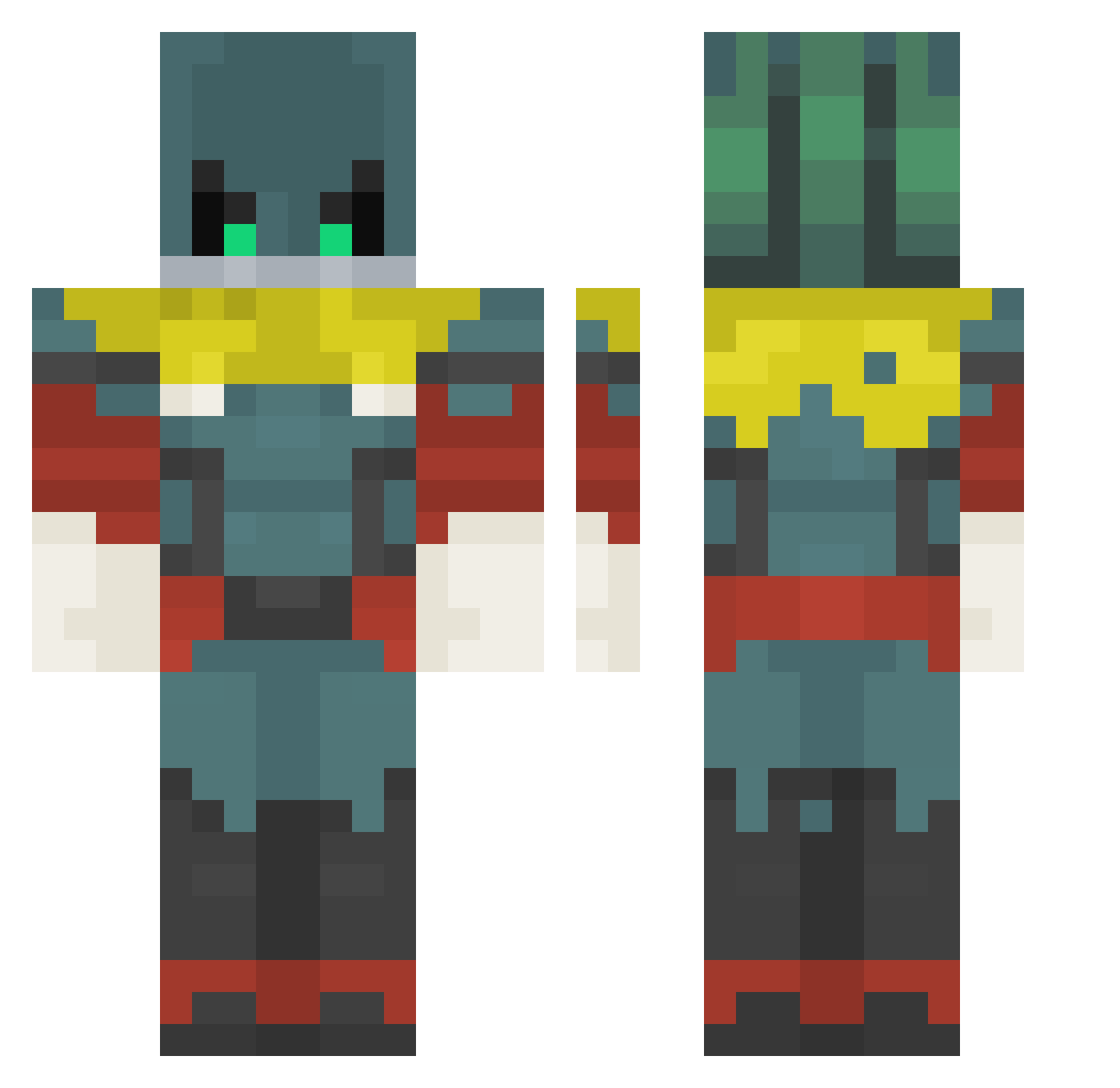 ZhOne1 Minecraft skin, front and back view