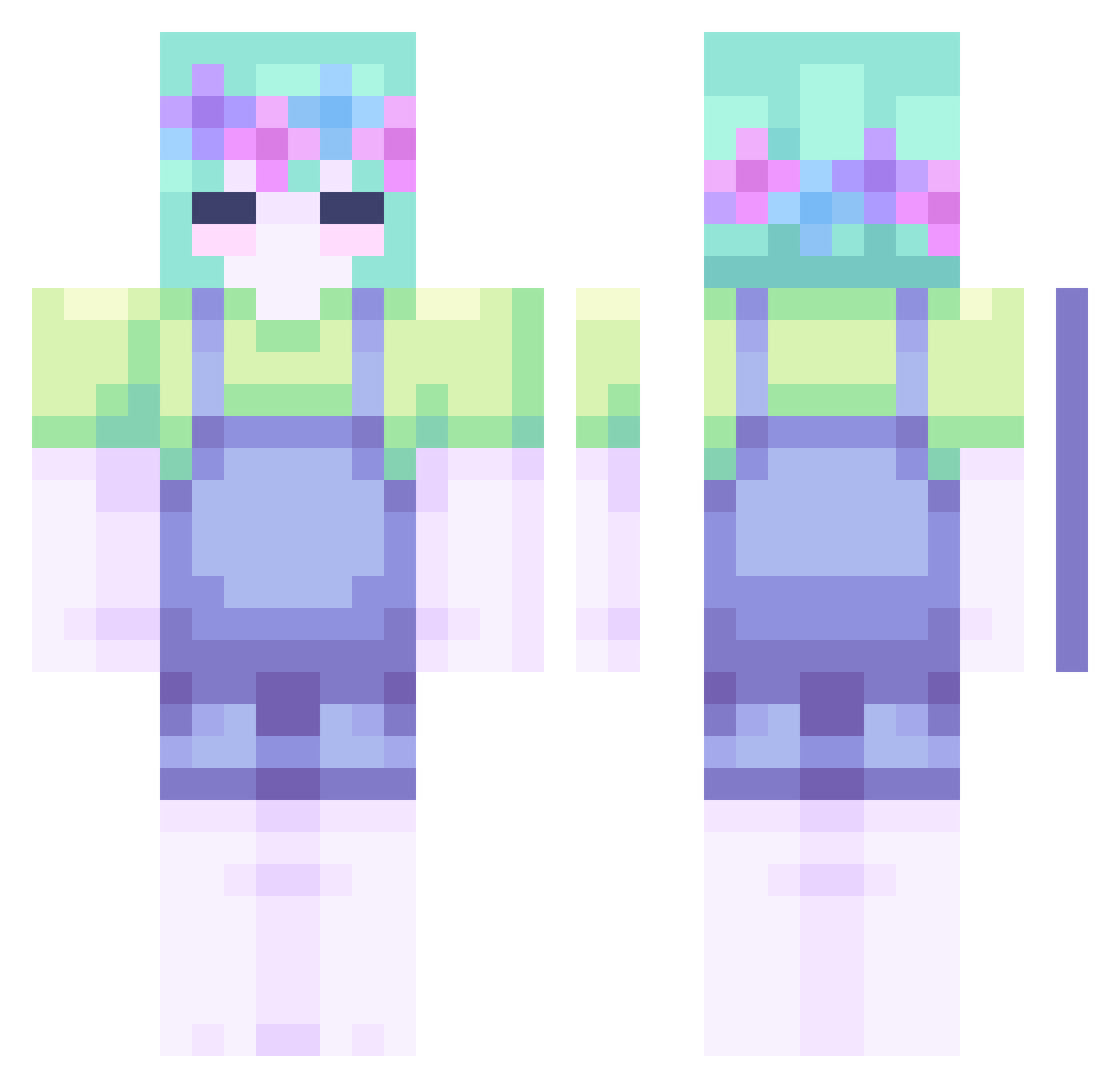 Aura_Namelol Minecraft skin, front and back view