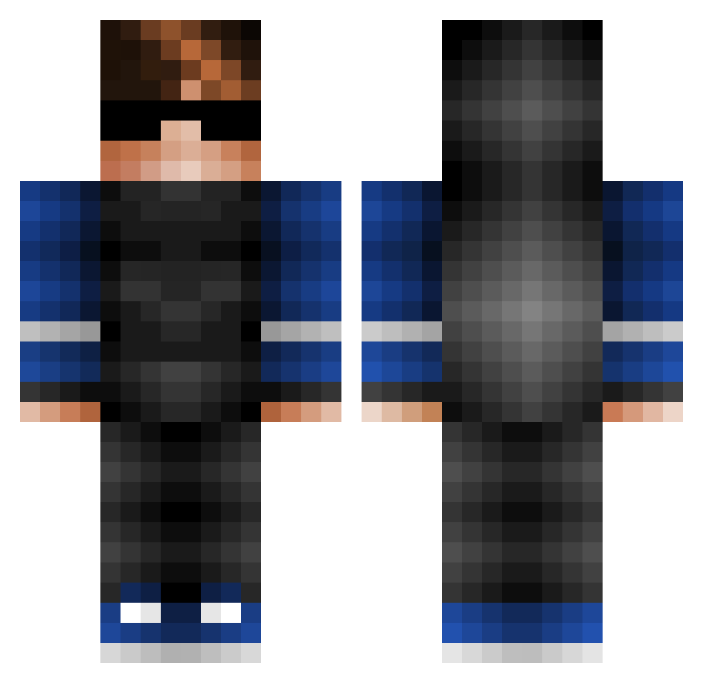 shaundoman Minecraft skin, front and back view