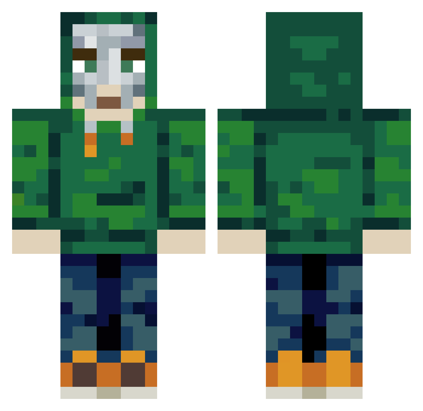 T3R3D3 Minecraft skin, front and back view