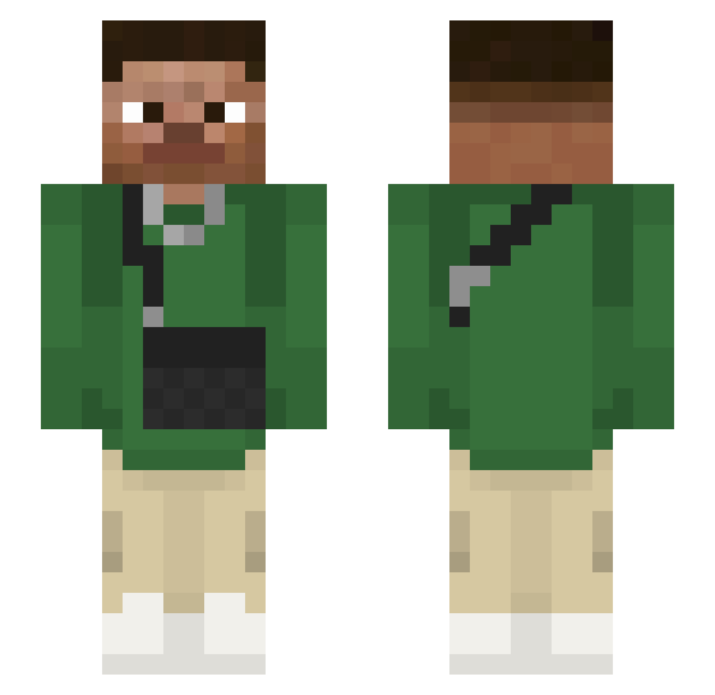 zeubleclair Minecraft skin, front and back view