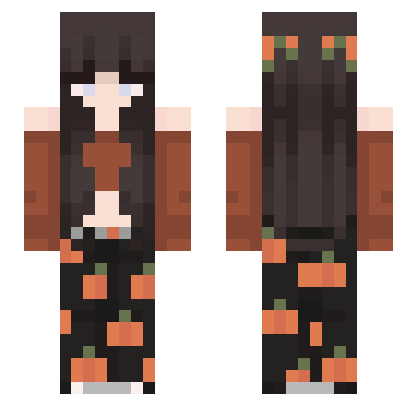 Kitkatek1230 Minecraft skin, front and back view