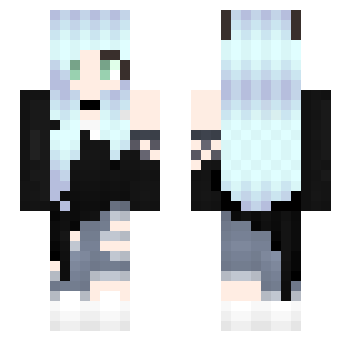 SliverWolf9704 Minecraft skin, front and back view