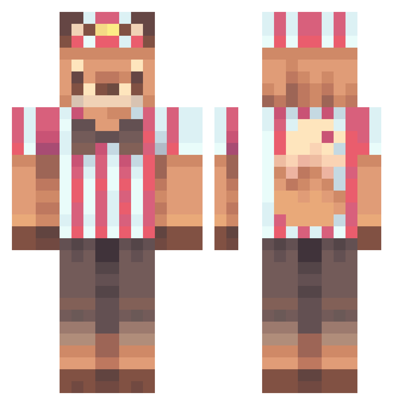 CardiniPanini Minecraft skin, front and back view