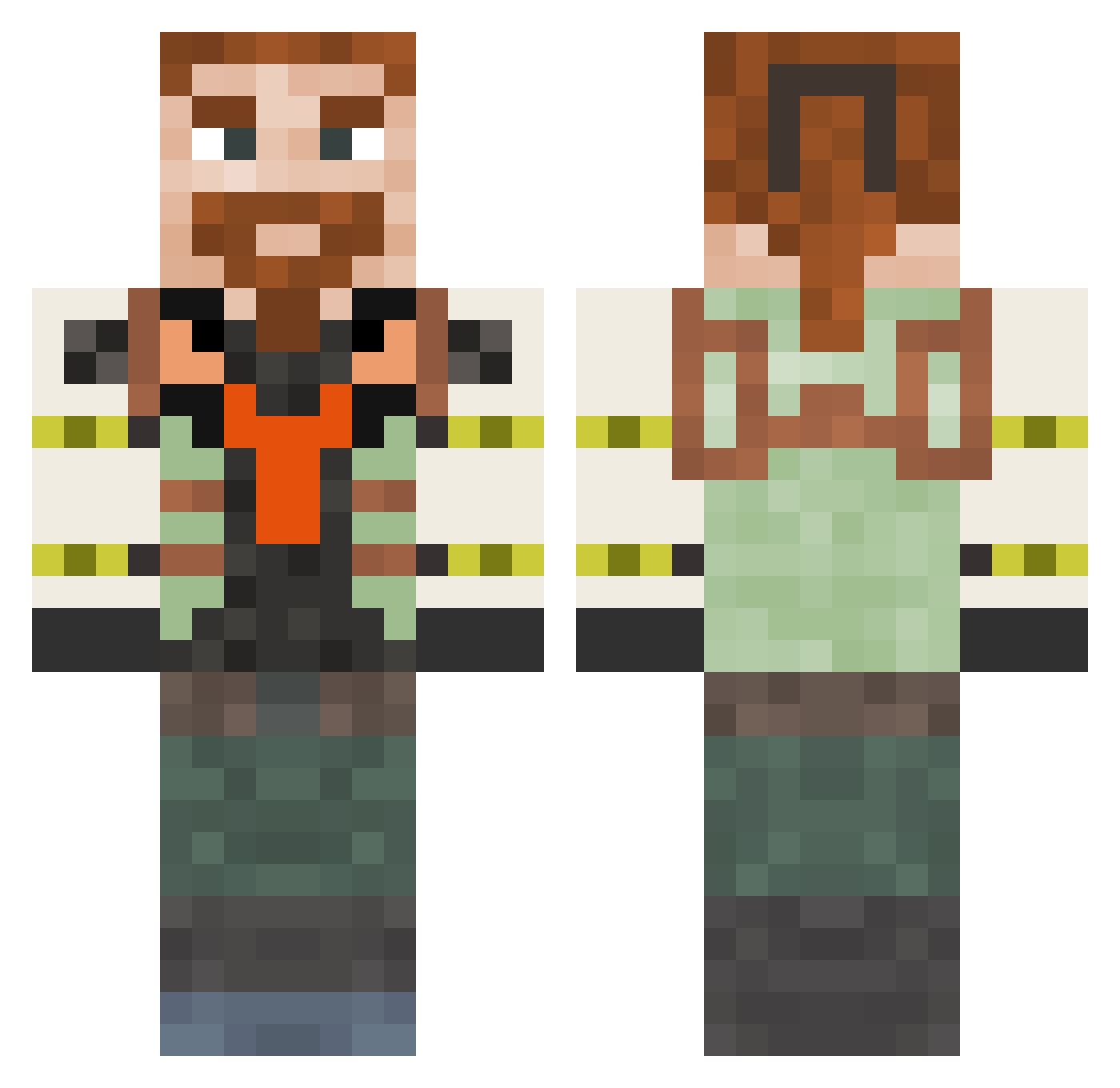 jendot Minecraft skin, front and back view