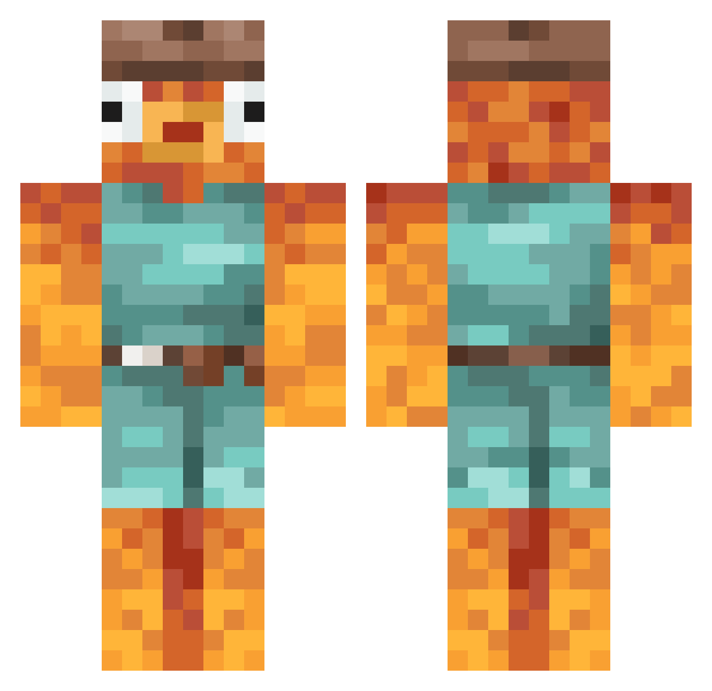 NutrixHD Minecraft skin, front and back view