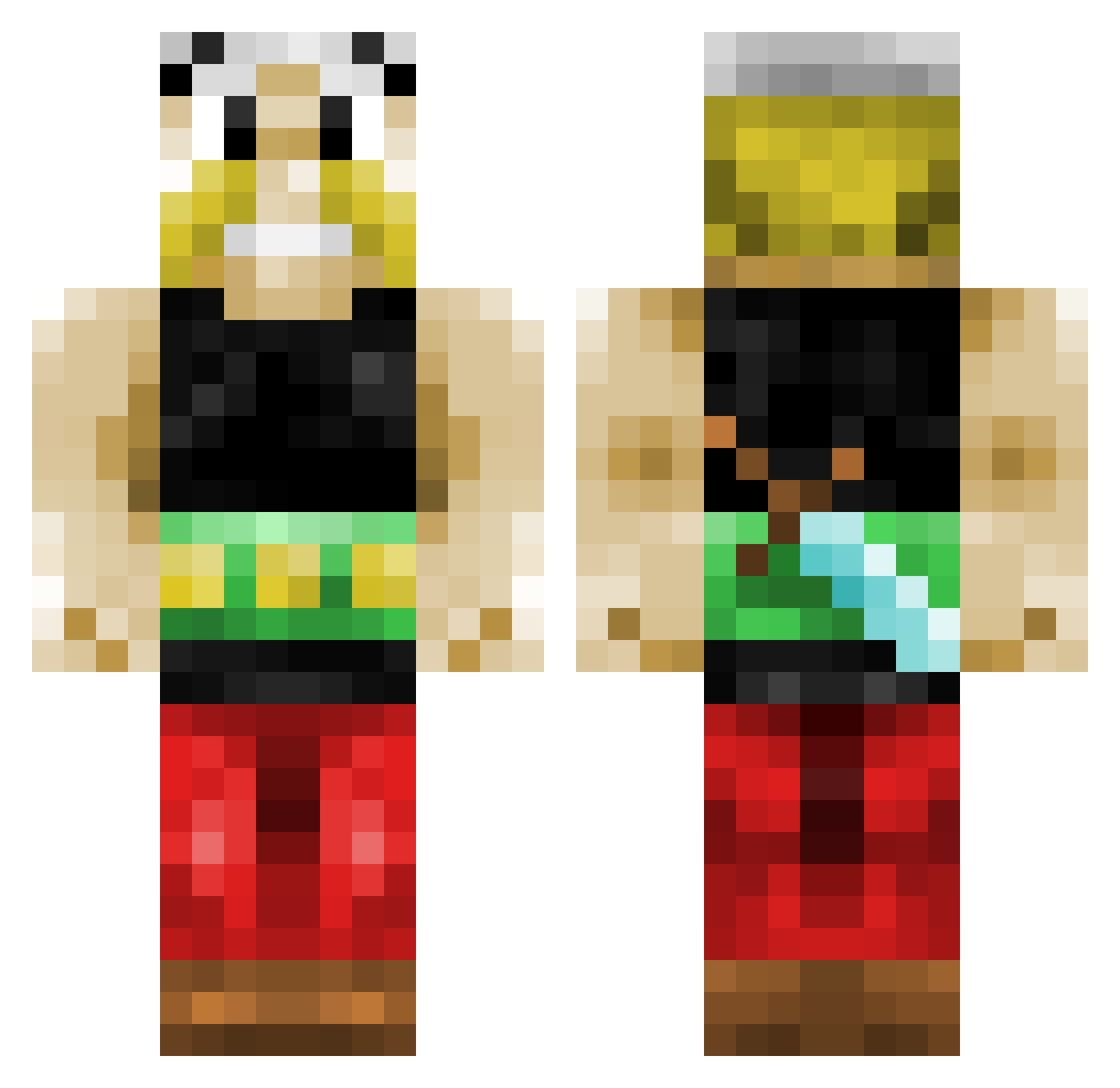 Bankable Minecraft skin, front and back view