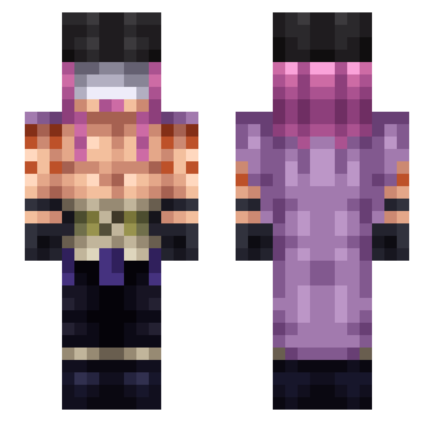 _Hrafn Minecraft skin, front and back view
