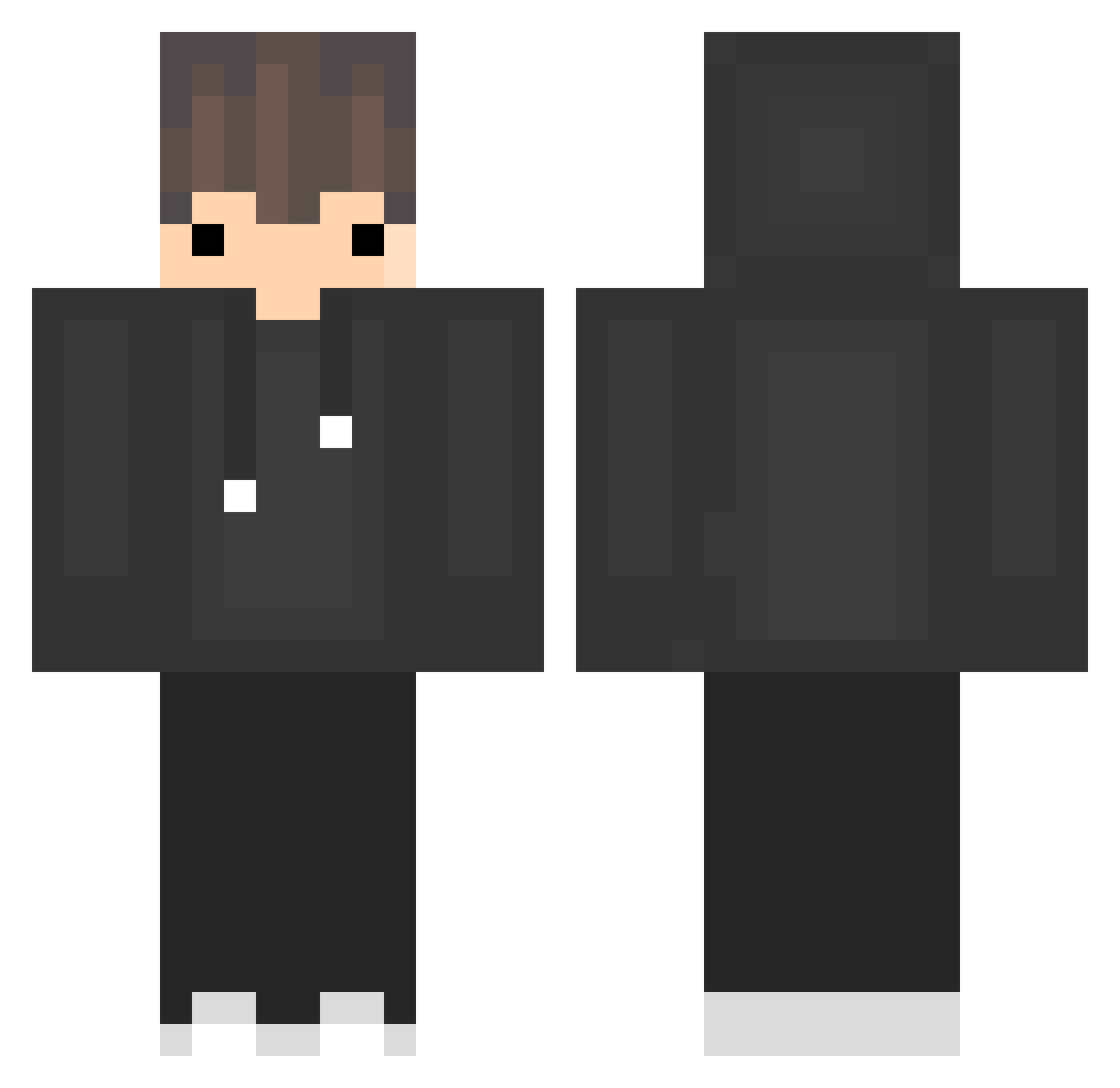 Shuttered Minecraft skin, front and back view