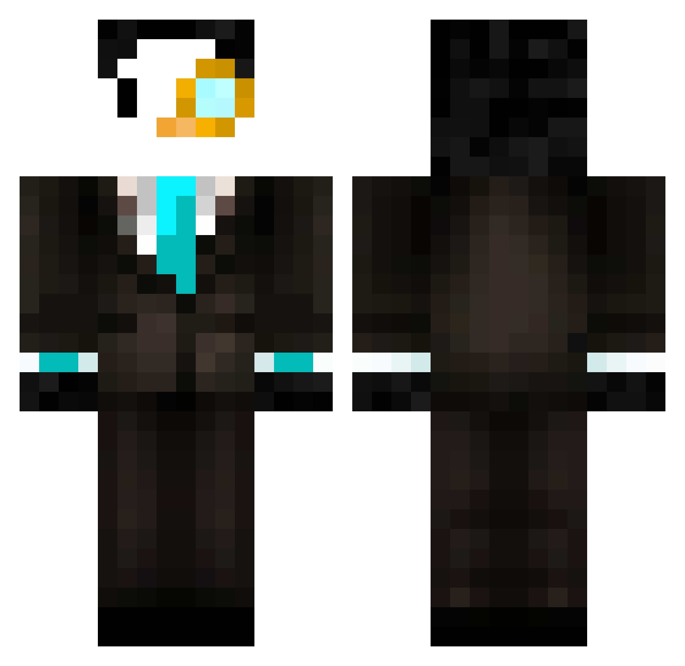 Incredibl3 Minecraft skin, front and back view
