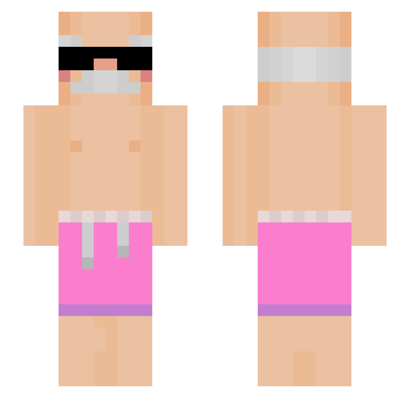 undetachable Minecraft skin, front and back view