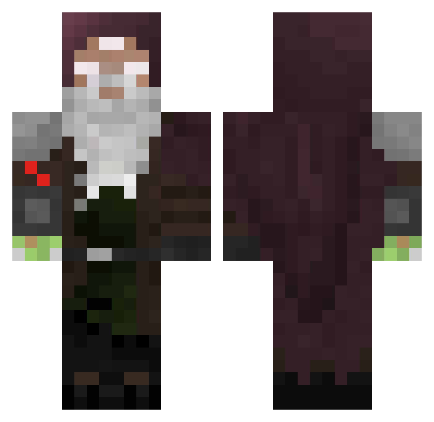 SkyTorcher Minecraft skin, front and back view