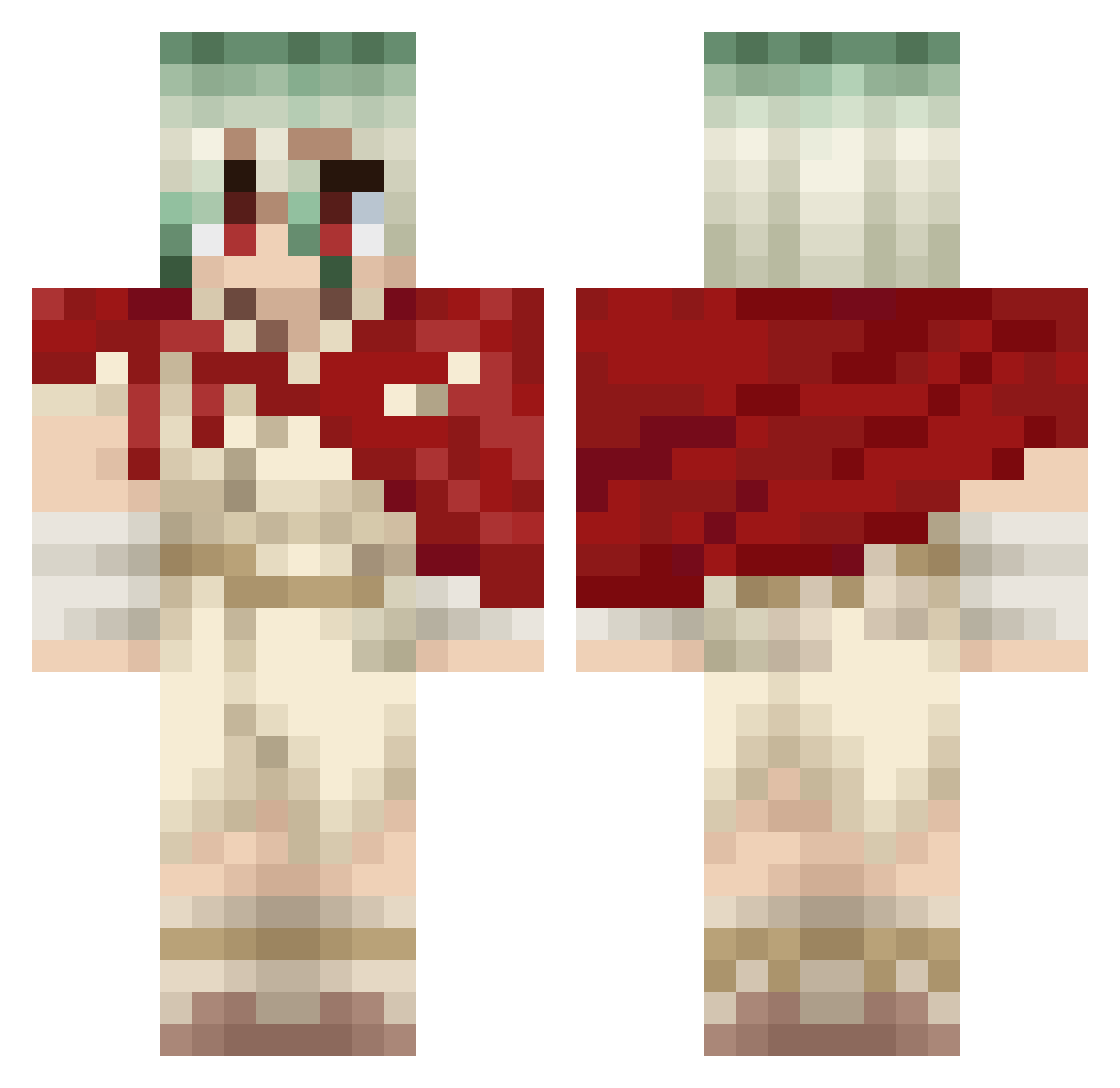 lazywtrmln Minecraft skin, front and back view