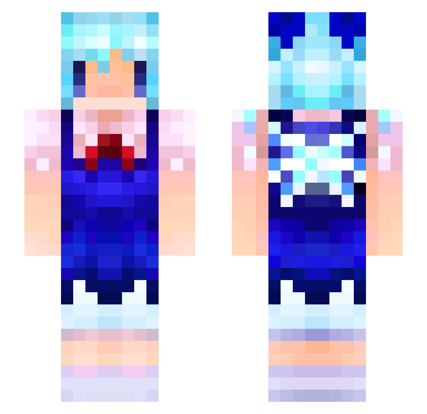 NCge Minecraft skin, front and back view