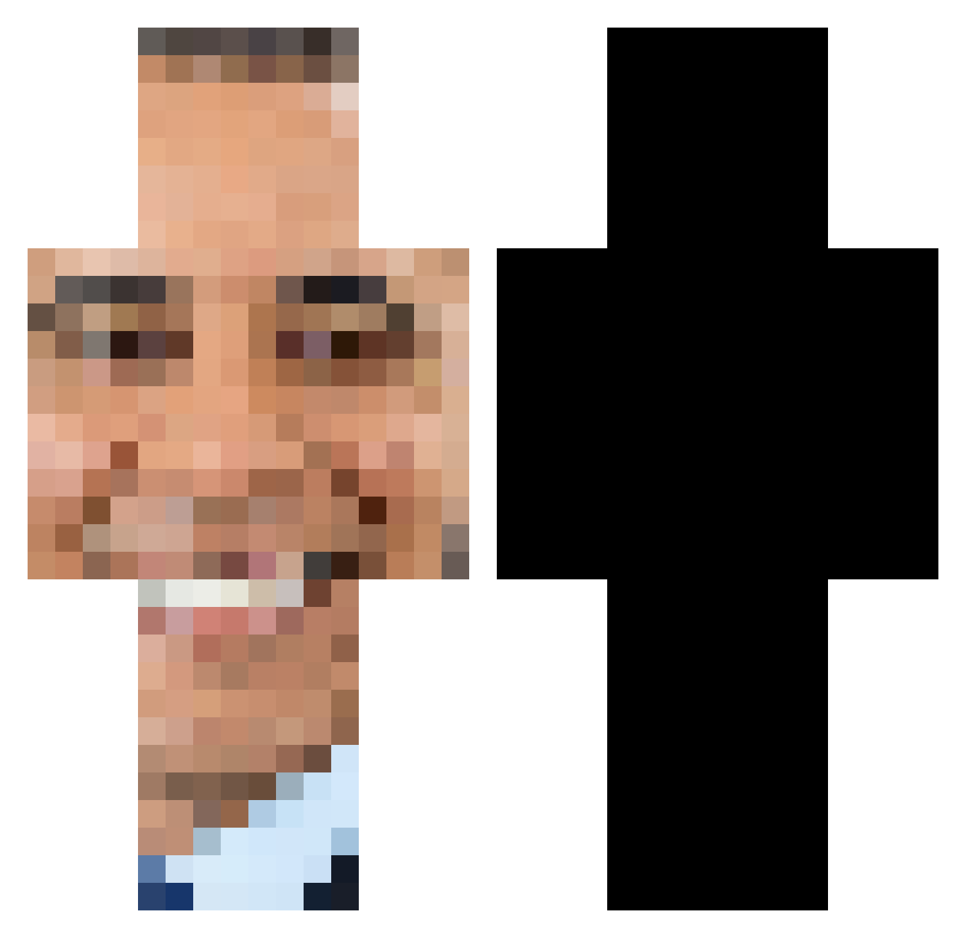 Toenail Minecraft skin, front and back view