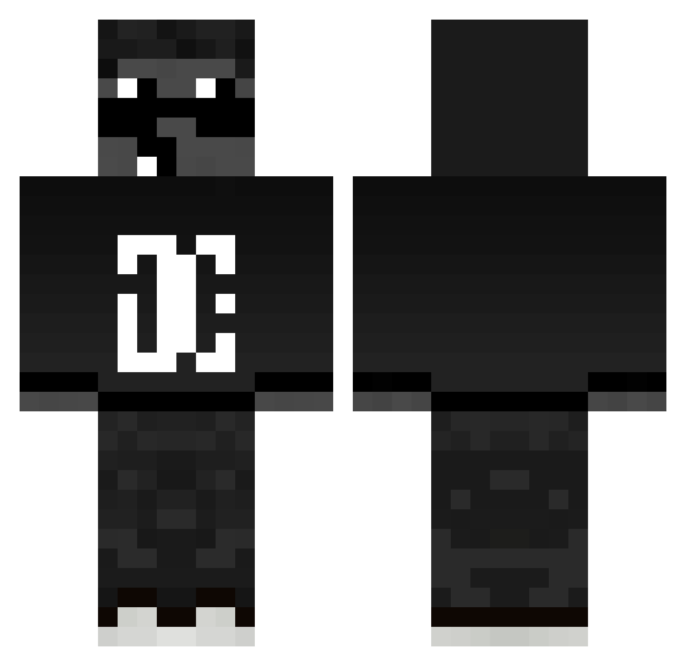 Woklo Minecraft skin, front and back view