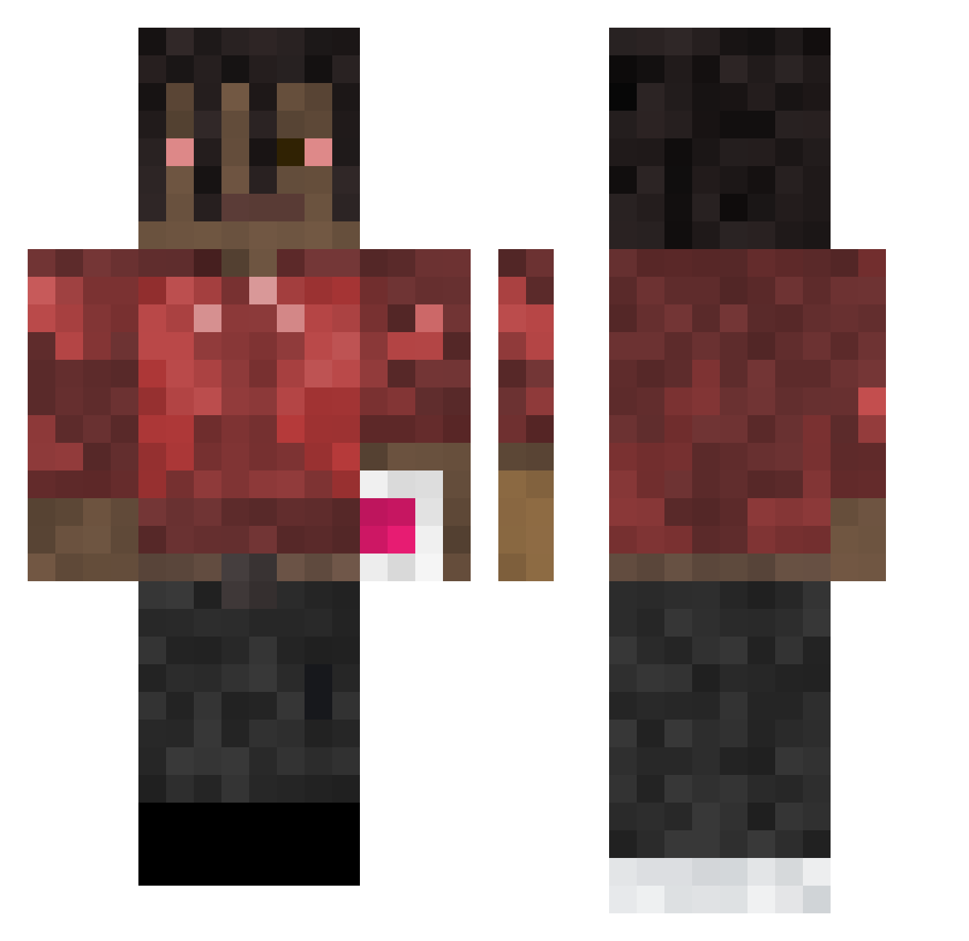 wockrula Minecraft skin, front and back view