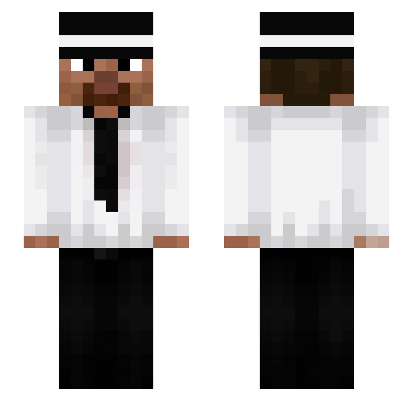Skeptks Minecraft skin, front and back view