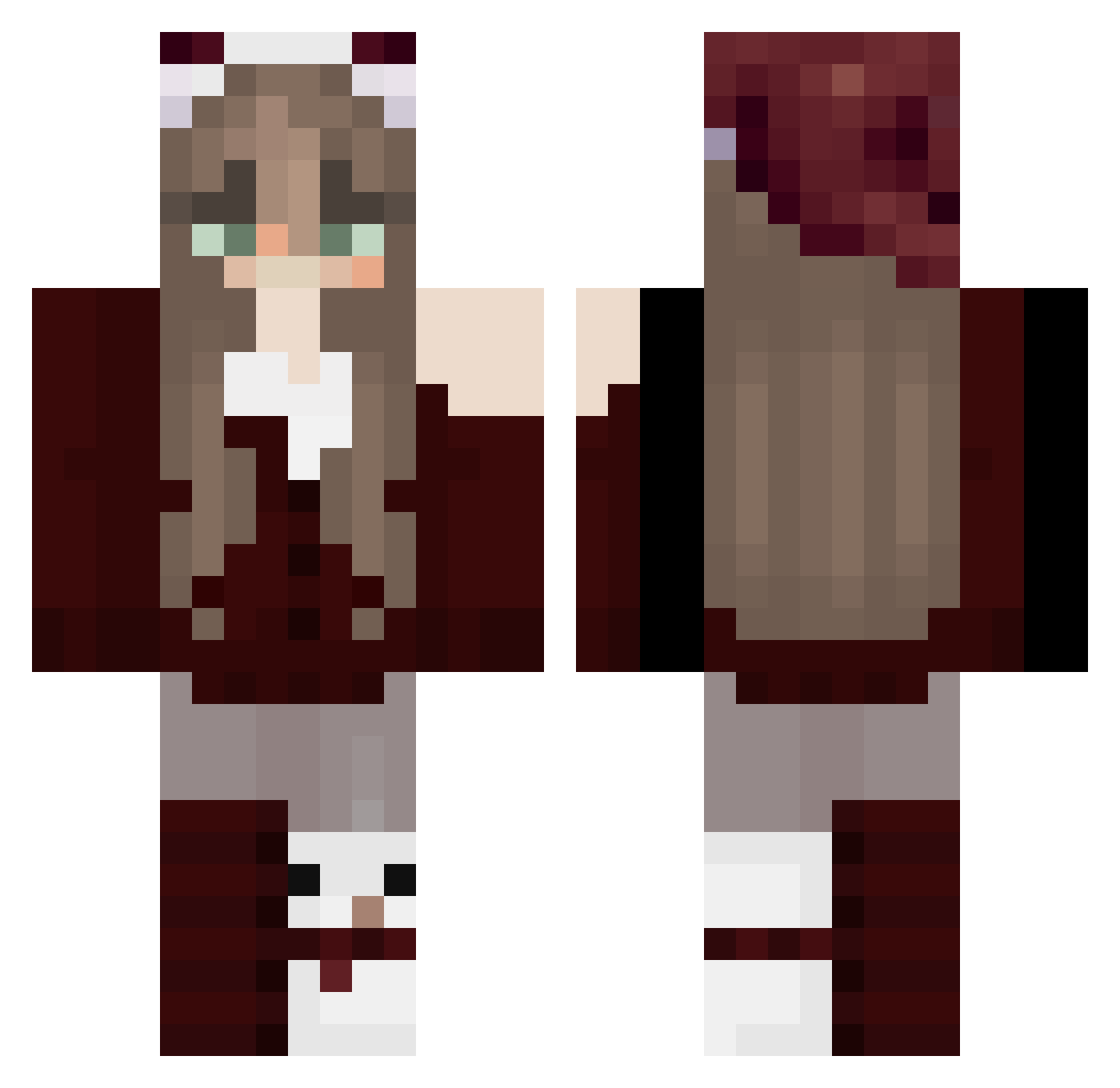 SnWinter Minecraft skin, front and back view