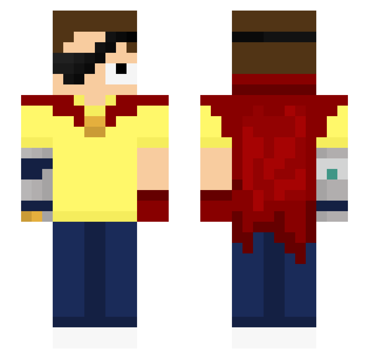Hellowone Minecraft skin, front and back view