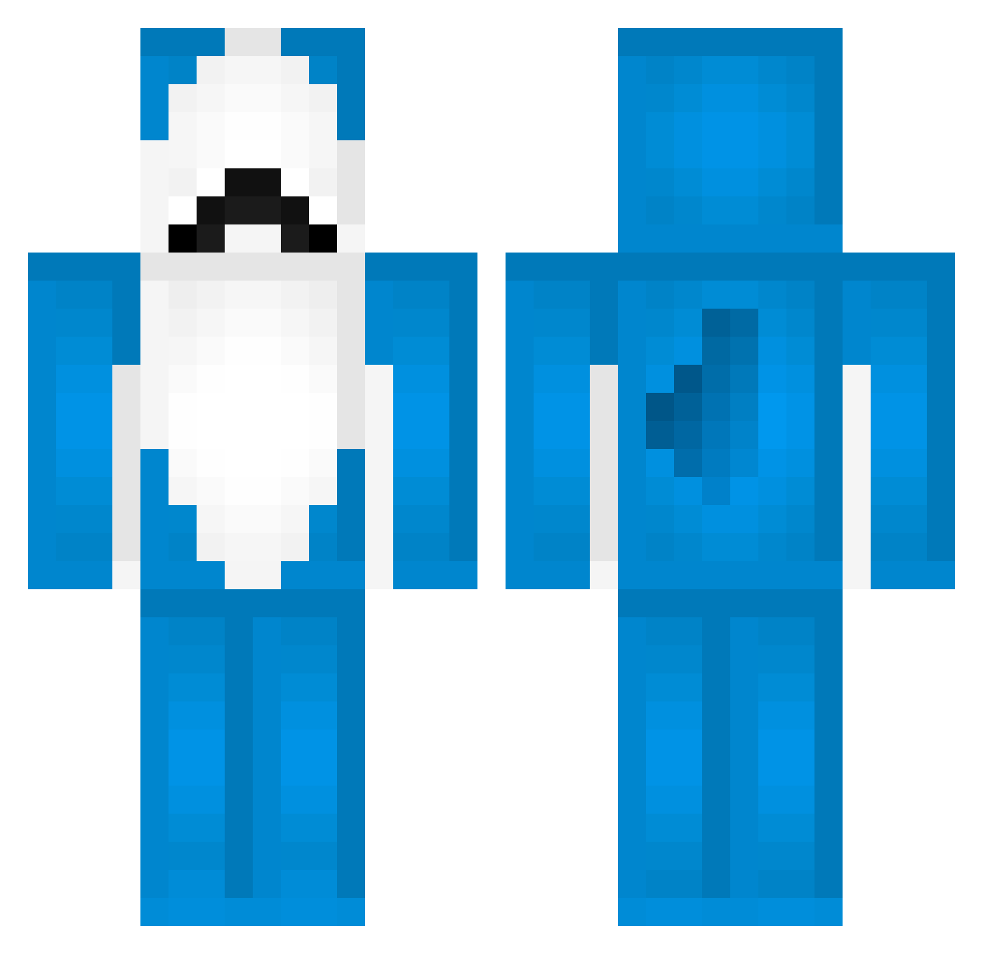 Unusualx Minecraft skin, front and back view