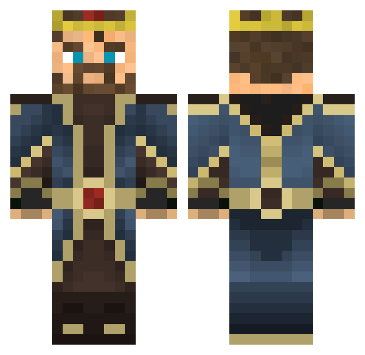 K1ngsCrown Minecraft skin, front and back view