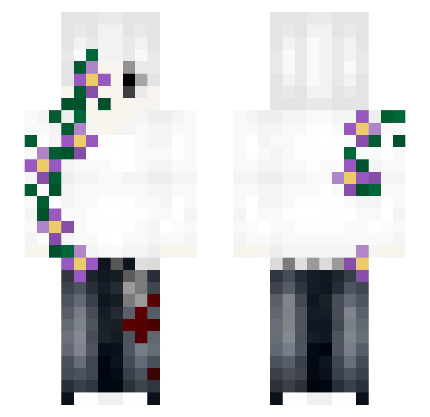 mclav Minecraft skin, front and back view