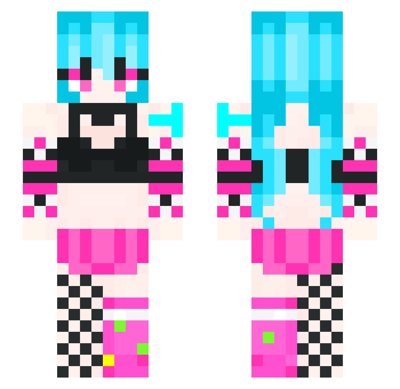WonDerHoY_Verna Minecraft skin, front and back view