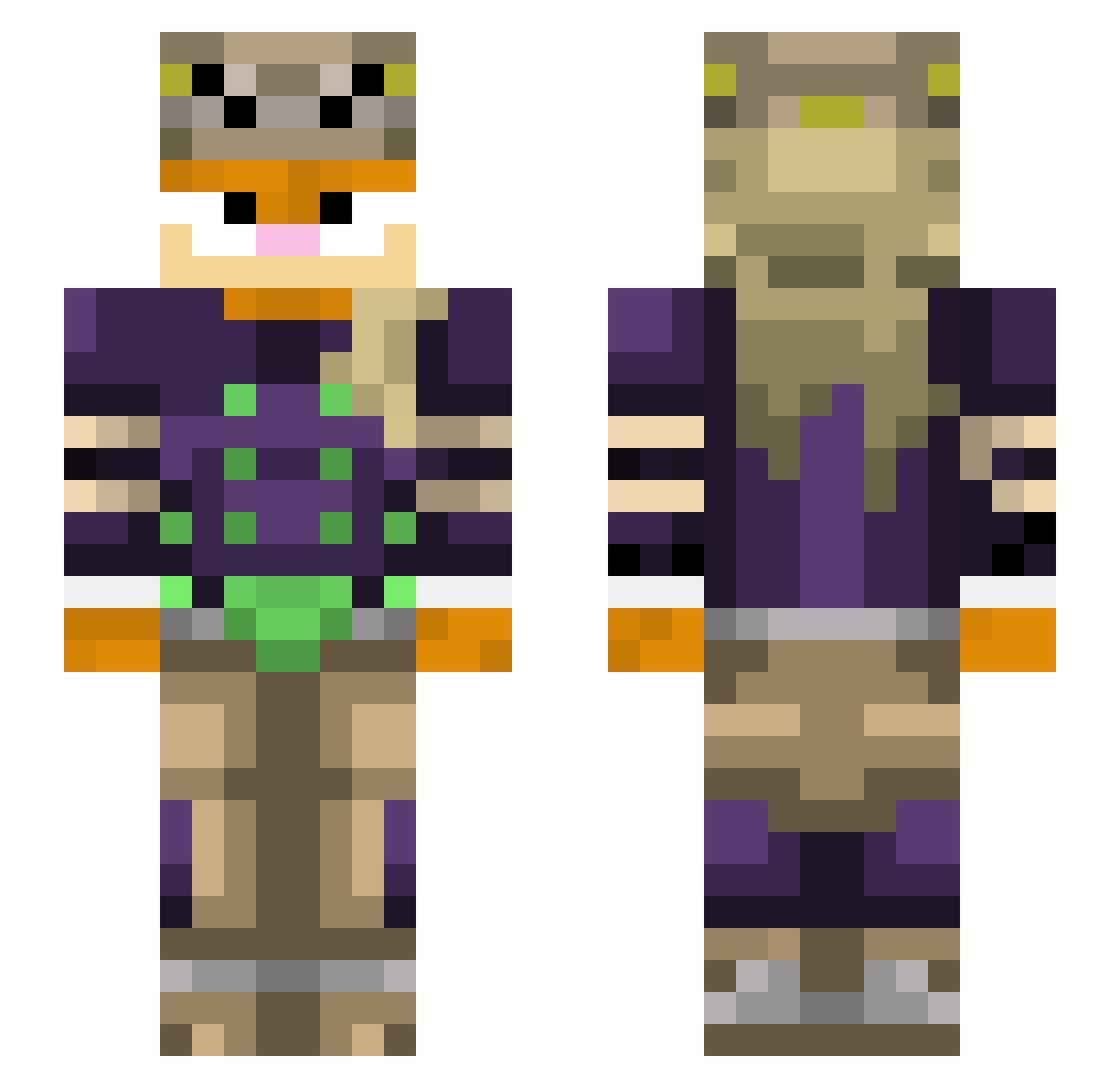 SlippyPete Minecraft skin, front and back view