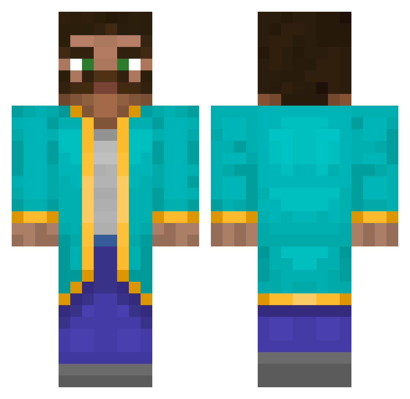daasani Minecraft skin, front and back view
